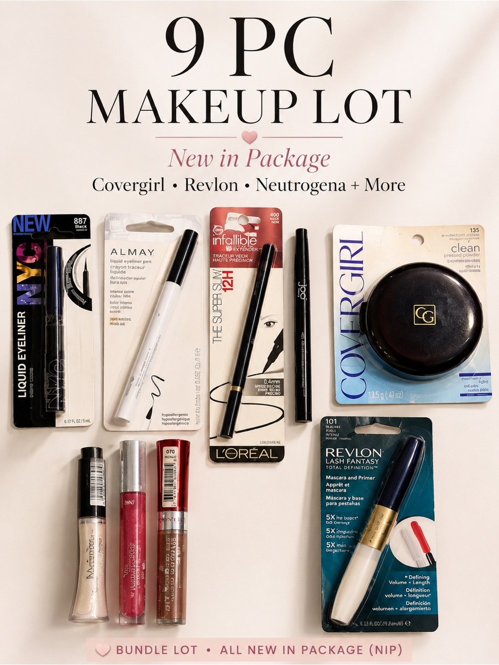 Makeup Lot – Covergirl, Revlon Lash Fantasy, Neutrogena (9 Piece Set)